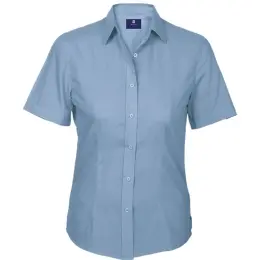 Pale Blue Basic Poly Cotton Blouse Short Sleeve Ladies